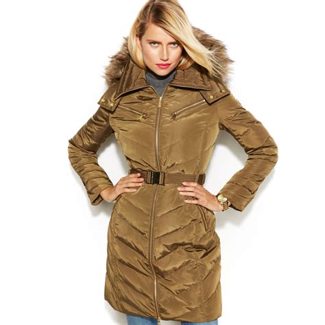 michael kors hooded faux fur jacket|michael kors quilted fur coat.